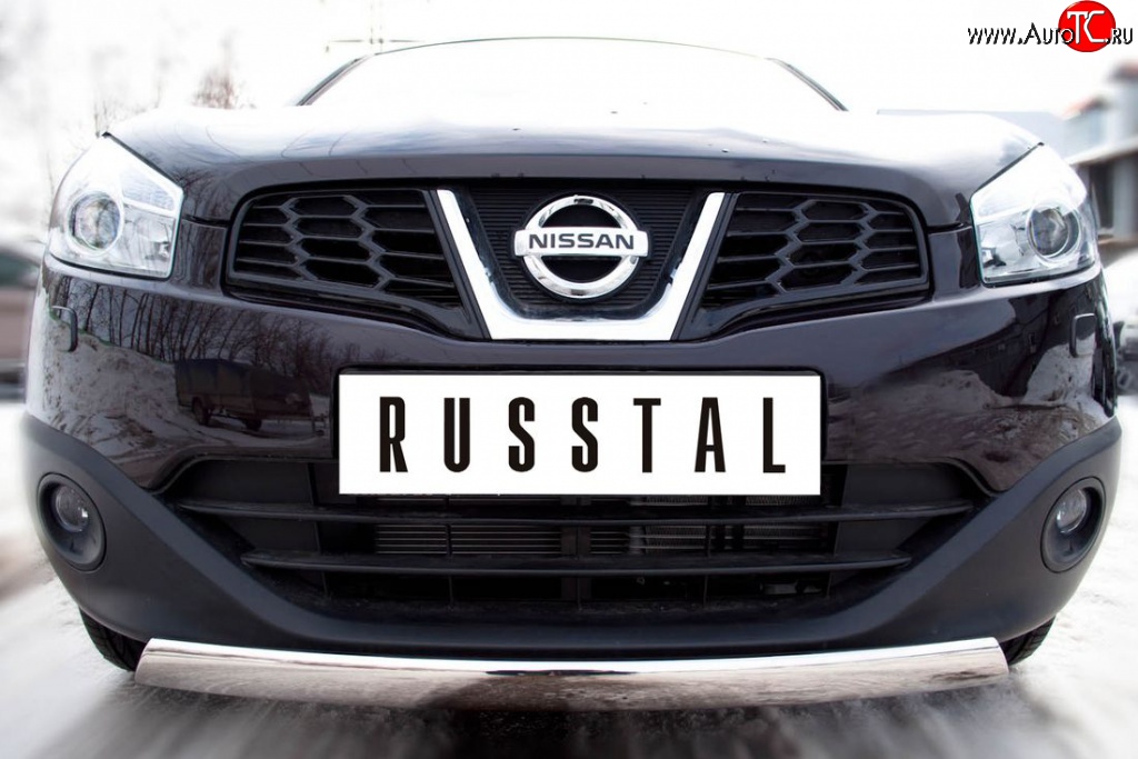 15 399 р. Защита переднего бампера (Ø75х42 мм, нержавейка) Russtal Nissan Qashqai 1 J10 рестайлинг (2010-2013)  с доставкой в г. Санкт‑Петербург