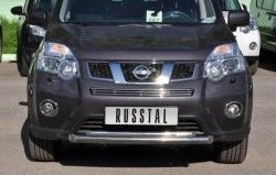 10 899 р. Защита переднего бампера (2 трубыØ63 и 42 мм, нержавейка) Russtal  Nissan X-trail  2 T31 (2010-2015) рестайлинг  с доставкой в г. Санкт‑Петербург. Увеличить фотографию 1