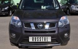 9 699 р. Одинарная защита переднего бампера Russtal диаметром 63 мм Nissan X-trail 2 T31 рестайлинг (2010-2015)  с доставкой в г. Санкт‑Петербург. Увеличить фотографию 1