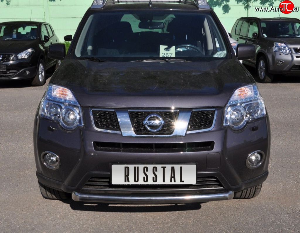 9 699 р. Одинарная защита переднего бампера Russtal диаметром 63 мм Nissan X-trail 2 T31 рестайлинг (2010-2015)  с доставкой в г. Санкт‑Петербург