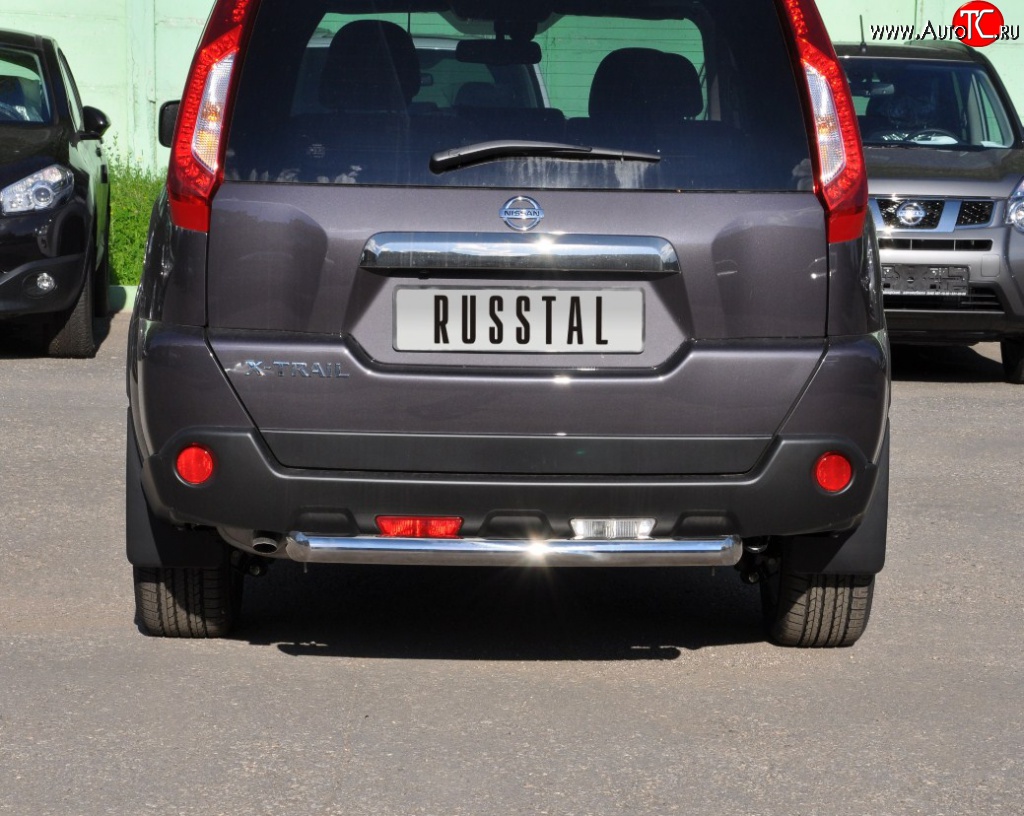 8 799 р. Защита заднего бампера (Ø63 мм, нержавейка) Russtal Nissan X-trail 2 T31 рестайлинг (2010-2015)  с доставкой в г. Санкт‑Петербург