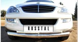 10 949 р. Защита переднего бампера (2 трубыØ63 и 42 мм, нержавейка) Russtal SSANGYONG Kyron дорестайлинг (2005-2007)  с доставкой в г. Санкт‑Петербург. Увеличить фотографию 1