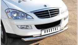 10 949 р. Защита переднего бампера (2 трубыØ63 и 42 мм, нержавейка) Russtal SSANGYONG Kyron дорестайлинг (2005-2007)  с доставкой в г. Санкт‑Петербург. Увеличить фотографию 2