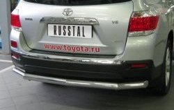 Защита заднего бампера (Ø76 мм, нержавейка) Russtal Toyota Highlander XU40 рестайлинг (2010-2013)