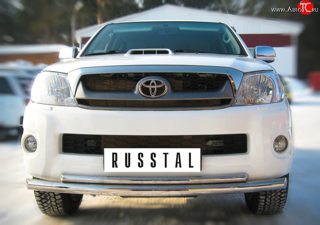 14 999 р. Защита переднего бампера (2 трубыØ63 и 42 мм, нержавейка) Russtal Toyota Hilux AN10,AN20 1-ый рестайлинг (2008-2011)  с доставкой в г. Санкт‑Петербург