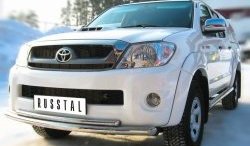 14 999 р. Защита переднего бампера (2 трубыØ63 и 42 мм, нержавейка) Russtal Toyota Hilux AN10,AN20 1-ый рестайлинг (2008-2011)  с доставкой в г. Санкт‑Петербург. Увеличить фотографию 2