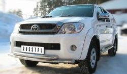 Защита переднего бампера (2 трубыØ63 мм, нержавейка) Russtal Toyota Hilux AN10,AN20 1-ый рестайлинг (2008-2011)