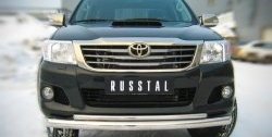 12 499 р. Защита переднего бампера (2 трубыØ76 и 42 мм, нержавейка) Russtal Toyota Hilux AN20,AN30  2-ой рестайлинг (2011-2016)  с доставкой в г. Санкт‑Петербург. Увеличить фотографию 1