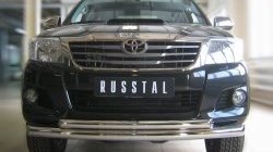 19 799 р. Защита переднего бампера (2 трубыØ76 и 63 мм, нержавейка) Russtal Toyota Hilux AN20,AN30  2-ой рестайлинг (2011-2016)  с доставкой в г. Санкт‑Петербург. Увеличить фотографию 1