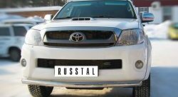 12 999 р. Одинарная защита переднего бампера Russtal диаметром 63 мм Toyota Hilux AN10,AN20 1-ый рестайлинг (2008-2011)  с доставкой в г. Санкт‑Петербург. Увеличить фотографию 1