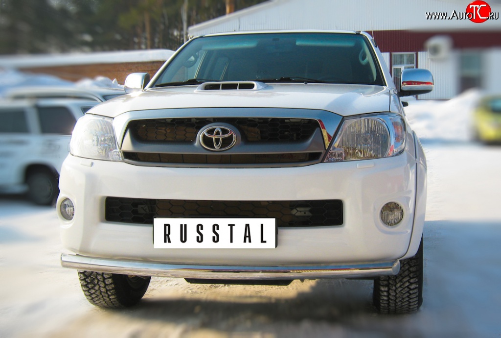 12 999 р. Одинарная защита переднего бампера Russtal диаметром 63 мм Toyota Hilux AN10,AN20 1-ый рестайлинг (2008-2011)  с доставкой в г. Санкт‑Петербург