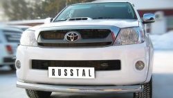 13 999 р. Одинарная защита переднего бампера Russtal диаметром 76 мм Toyota Hilux AN10,AN20 1-ый рестайлинг (2008-2011)  с доставкой в г. Санкт‑Петербург. Увеличить фотографию 1