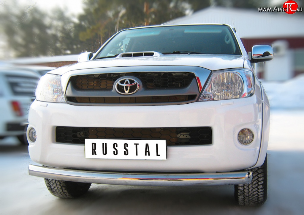 13 999 р. Одинарная защита переднего бампера Russtal диаметром 76 мм Toyota Hilux AN10,AN20 1-ый рестайлинг (2008-2011)  с доставкой в г. Санкт‑Петербург