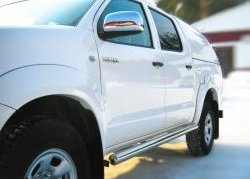 11 399 р. Защита порогов Russtal из круглой трубы диаметром 76 мм  Toyota Hilux ( AN10,AN20,  AN20,AN30) (2008-2016) 1-ый рестайлинг,  2-ой рестайлинг (Защита порогов с со скосами на торцах (вариант 1))  с доставкой в г. Санкт‑Петербург. Увеличить фотографию 3