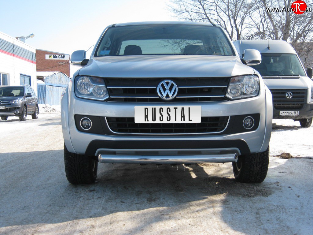 11 099 р. Одинарная защита переднего бампера Russtal диаметром 76 мм Volkswagen Amarok дорестайлинг (2009-2016)  с доставкой в г. Санкт‑Петербург