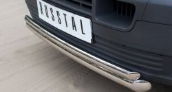 13 699 р. Защита переднего бампера (2 трубыØ63 и 42 мм, нержавейка) Russtal Volkswagen Transporter T5 дорестайлинг (2003-2009)  с доставкой в г. Санкт‑Петербург. Увеличить фотографию 1