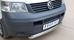 13 699 р. Защита переднего бампера (2 трубыØ63 и 42 мм, нержавейка) Russtal Volkswagen Transporter T5 дорестайлинг (2003-2009)  с доставкой в г. Санкт‑Петербург. Увеличить фотографию 2