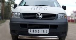 13 699 р. Защита переднего бампера (2 трубыØ63 и 42 мм, нержавейка) Russtal Volkswagen Transporter T5 дорестайлинг (2003-2009)  с доставкой в г. Санкт‑Петербург. Увеличить фотографию 3