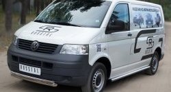 13 699 р. Защита переднего бампера (2 трубыØ63 и 42 мм, нержавейка) Russtal Volkswagen Transporter T5 дорестайлинг (2003-2009)  с доставкой в г. Санкт‑Петербург. Увеличить фотографию 4