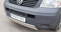 22 299 р. Защита переднего бампера (2 трубыØ75х42 мм, нержавейка) Russtal  Volkswagen Transporter  T5 (2003-2009) дорестайлинг  с доставкой в г. Санкт‑Петербург. Увеличить фотографию 3