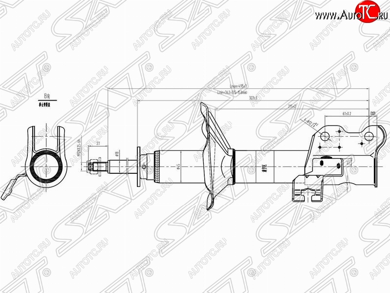 3 899 р. Правый амортизатор передний SAT  Nissan 100NX (1990-1996)  с доставкой в г. Санкт‑Петербург