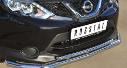 13 549 р. Защита переднего бампера (2 трубыØ63 и 42 мм, нержавейка) Russtal Nissan Qashqai 2 J11 дорестайлинг (2013-2019)  с доставкой в г. Санкт‑Петербург. Увеличить фотографию 2