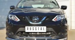 13 549 р. Защита переднего бампера (2 трубыØ63 и 42 мм, нержавейка) Russtal Nissan Qashqai 2 J11 дорестайлинг (2013-2019)  с доставкой в г. Санкт‑Петербург. Увеличить фотографию 1