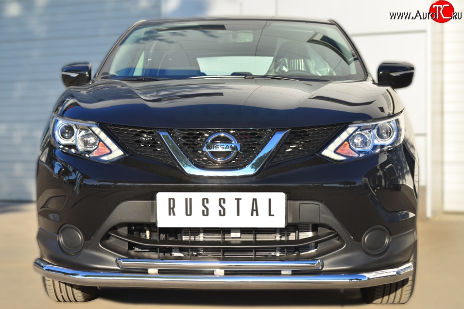 13 549 р. Защита переднего бампера (2 трубыØ63 и 42 мм, нержавейка) Russtal Nissan Qashqai 2 J11 дорестайлинг (2013-2019)  с доставкой в г. Санкт‑Петербург