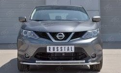 8 349 р. Защита переднего бампера (2 трубыØ42 мм, нержавейка) Russtal Nissan Qashqai 2 J11 дорестайлинг (2013-2019)  с доставкой в г. Санкт‑Петербург. Увеличить фотографию 1