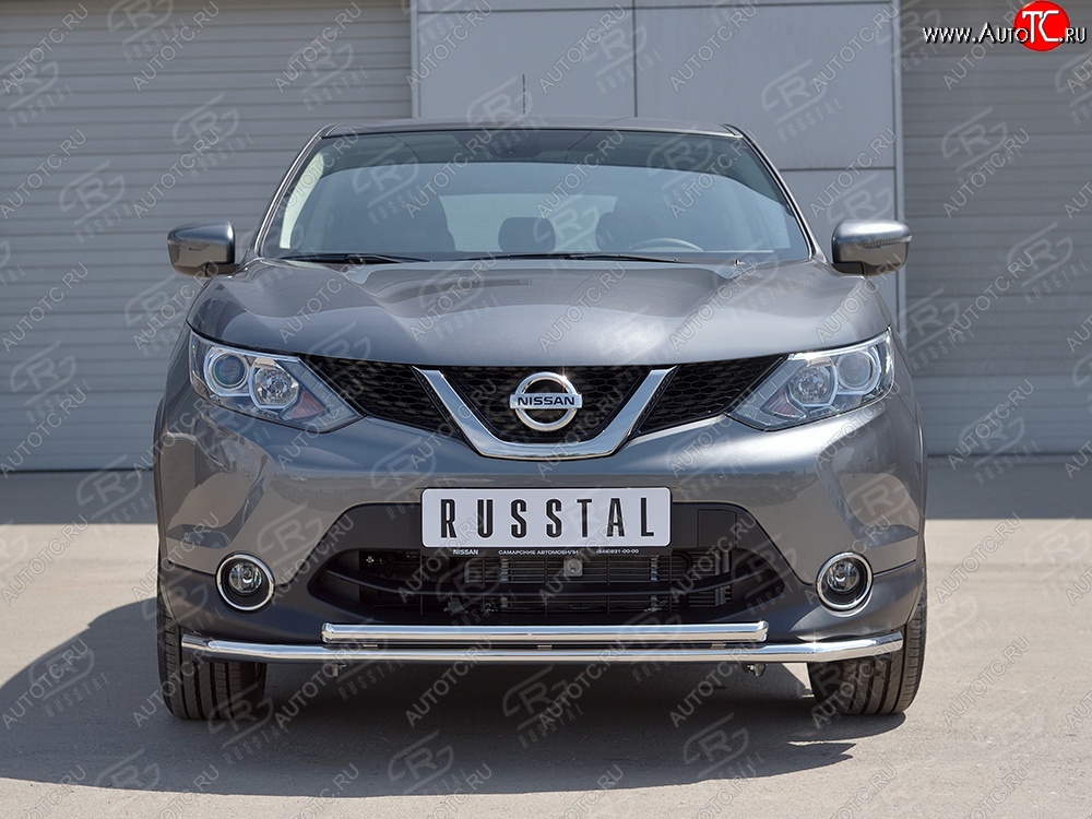 8 349 р. Защита переднего бампера (2 трубыØ42 мм, нержавейка) Russtal Nissan Qashqai 2 J11 дорестайлинг (2013-2019)  с доставкой в г. Санкт‑Петербург