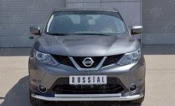 Защита переднего бампера (2 трубыØ63 и 42 мм, нержавейка) SLITKOFF Nissan Qashqai 2 J11 дорестайлинг (2013-2019)