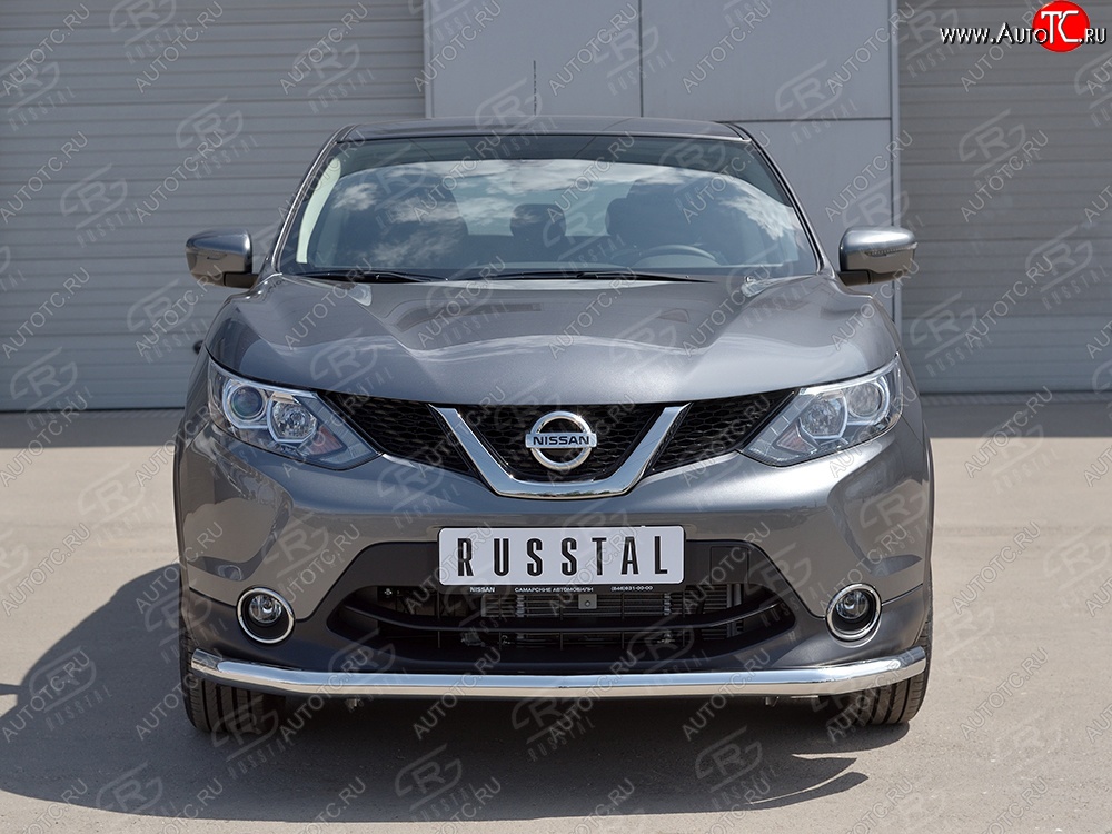 12 499 р. Защита переднего бампера (Ø42 мм, нержавейка) Russtal Nissan Qashqai 2 J11 дорестайлинг (2013-2019)  с доставкой в г. Санкт‑Петербург