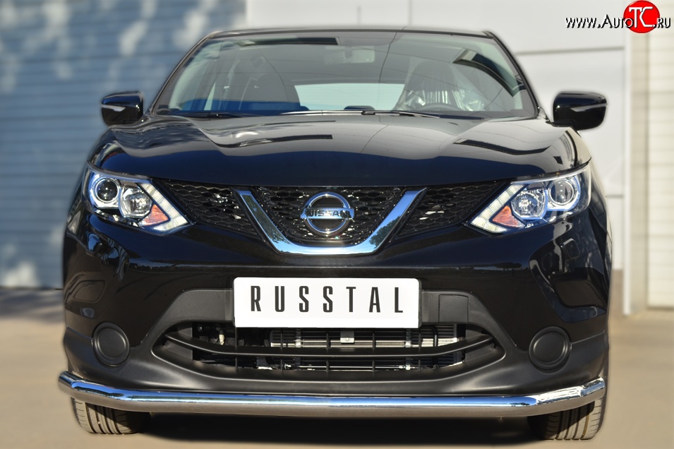 11 449 р. Одинарная защита переднего бампера диаметром 63 мм Russtal Nissan Qashqai 2 J11 дорестайлинг (2013-2019)  с доставкой в г. Санкт‑Петербург