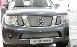 Нижняя сетка на бампер Russtal (хром) Nissan (Нисан) Pathfinder (Патфайндер)  R51 (2009-2014) R51 рестайлинг