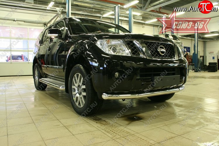 17 639 р. Защита переднего бампера одинарная Souz-96 (d76) Nissan Pathfinder R51 рестайлинг (2009-2014)  с доставкой в г. Санкт‑Петербург