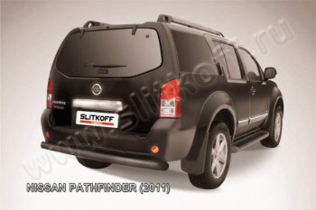 8 199 р. Защита задняя Slitkoff  Nissan Pathfinder  R51 (2009-2014) рестайлинг (Цвет: серебристый)  с доставкой в г. Санкт‑Петербург. Увеличить фотографию 1