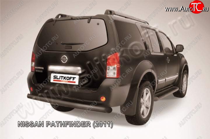 8 199 р. Защита задняя Slitkoff  Nissan Pathfinder  R51 (2009-2014) рестайлинг (Цвет: серебристый)  с доставкой в г. Санкт‑Петербург