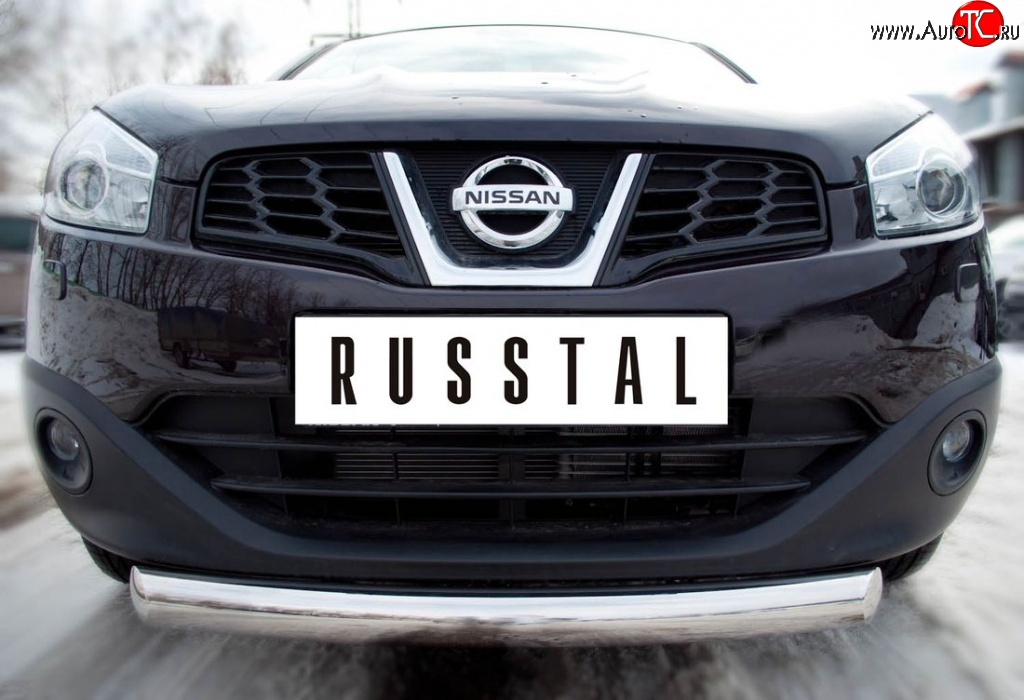 14 549 р. Одинарная защита переднего бампера диаметром 76 мм Russtal Nissan Qashqai +2 1 J10 рестайлинг (2010-2014)  с доставкой в г. Санкт‑Петербург