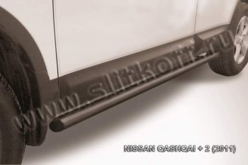 9 399 р. Защита порогов Slitkoff  Nissan Qashqai +2  1 (2010-2014) J10 рестайлинг (Цвет: серебристый)  с доставкой в г. Санкт‑Петербург. Увеличить фотографию 1