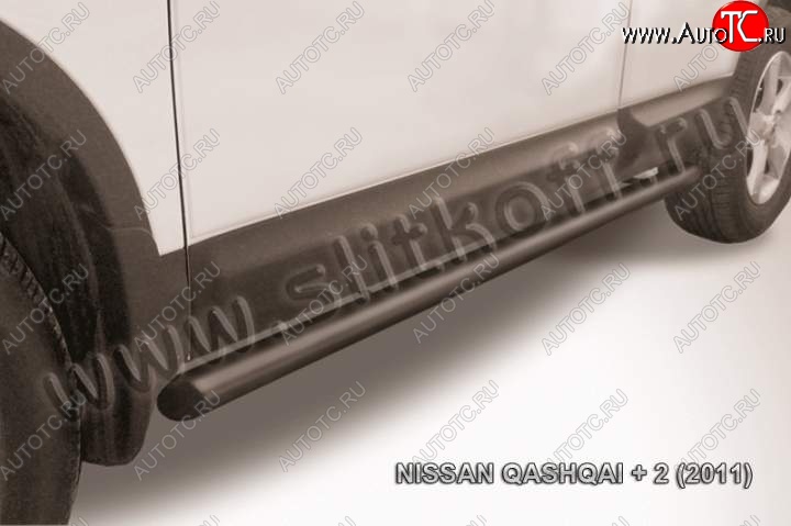 9 399 р. Защита порогов Slitkoff  Nissan Qashqai +2  1 (2010-2014) J10 рестайлинг (Цвет: серебристый)  с доставкой в г. Санкт‑Петербург