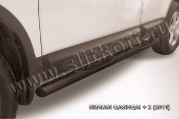 11 799 р. Защита порогов Slitkoff  Nissan Qashqai +2  1 (2010-2014) J10 рестайлинг (Цвет: серебристый)  с доставкой в г. Санкт‑Петербург. Увеличить фотографию 1