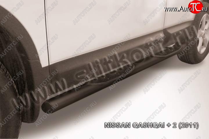 11 799 р. Защита порогов Slitkoff  Nissan Qashqai +2  1 (2010-2014) J10 рестайлинг (Цвет: серебристый)  с доставкой в г. Санкт‑Петербург