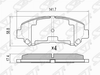 1 299 р. Комплект тормозных колодок SAT  Nissan Qashqai  1 (2007-2010), Nissan Qashqai +2  1 (2008-2014), Nissan X-trail  2 T31 (2007-2015), Renault Koleos ( 1) (2007-2016)  с доставкой в г. Санкт‑Петербург. Увеличить фотографию 1