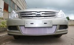 2 199 р. Сетка на бампер Russtal (хром) Nissan Almera седан G15 (2012-2019)  с доставкой в г. Санкт‑Петербург. Увеличить фотографию 1