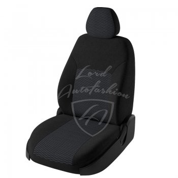 Чехлы для сидений Lord Autofashion Дублин (жаккард, раздельная спинка) Nissan (Нисан) Almera (Альмера)  седан (2012-2019) седан G15  (Черный, вставка Прямоугольник черный)