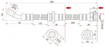 779 р. Тормозной шланг SAT (передний, левый)  Nissan Almera  седан - Sunny  N14  с доставкой в г. Санкт‑Петербург. Увеличить фотографию 1