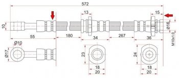 889 р. Тормозной шланг SAT (задний)  Nissan Almera  седан - Sunny  N14  с доставкой в г. Санкт‑Петербург. Увеличить фотографию 1