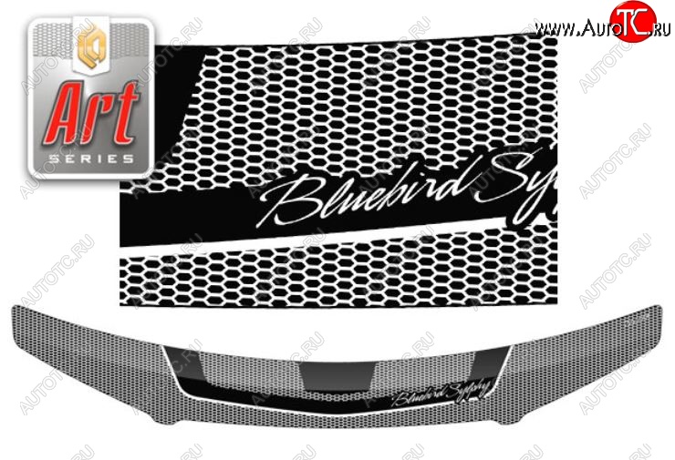 2 059 р. Дефлектор капота CA-Plastiс  Nissan Bluebird Sylphy  седан (2000-2003) (Серия Art черная)  с доставкой в г. Санкт‑Петербург