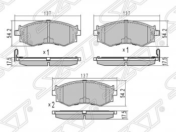 1 239 р. Колодки тормозные SAT (передние) Nissan Bluebird седан U14 дорестайлинг (1996-1998)  с доставкой в г. Санкт‑Петербург. Увеличить фотографию 1