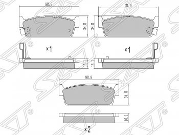 779 р. Колодки тормозные SAT (задние)  Nissan Cedric - Skyline ( R32,  R33)  с доставкой в г. Санкт‑Петербург. Увеличить фотографию 1